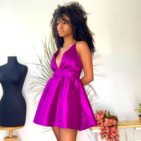 Hot Pink Purple Party Dress - Picture 2 of 4